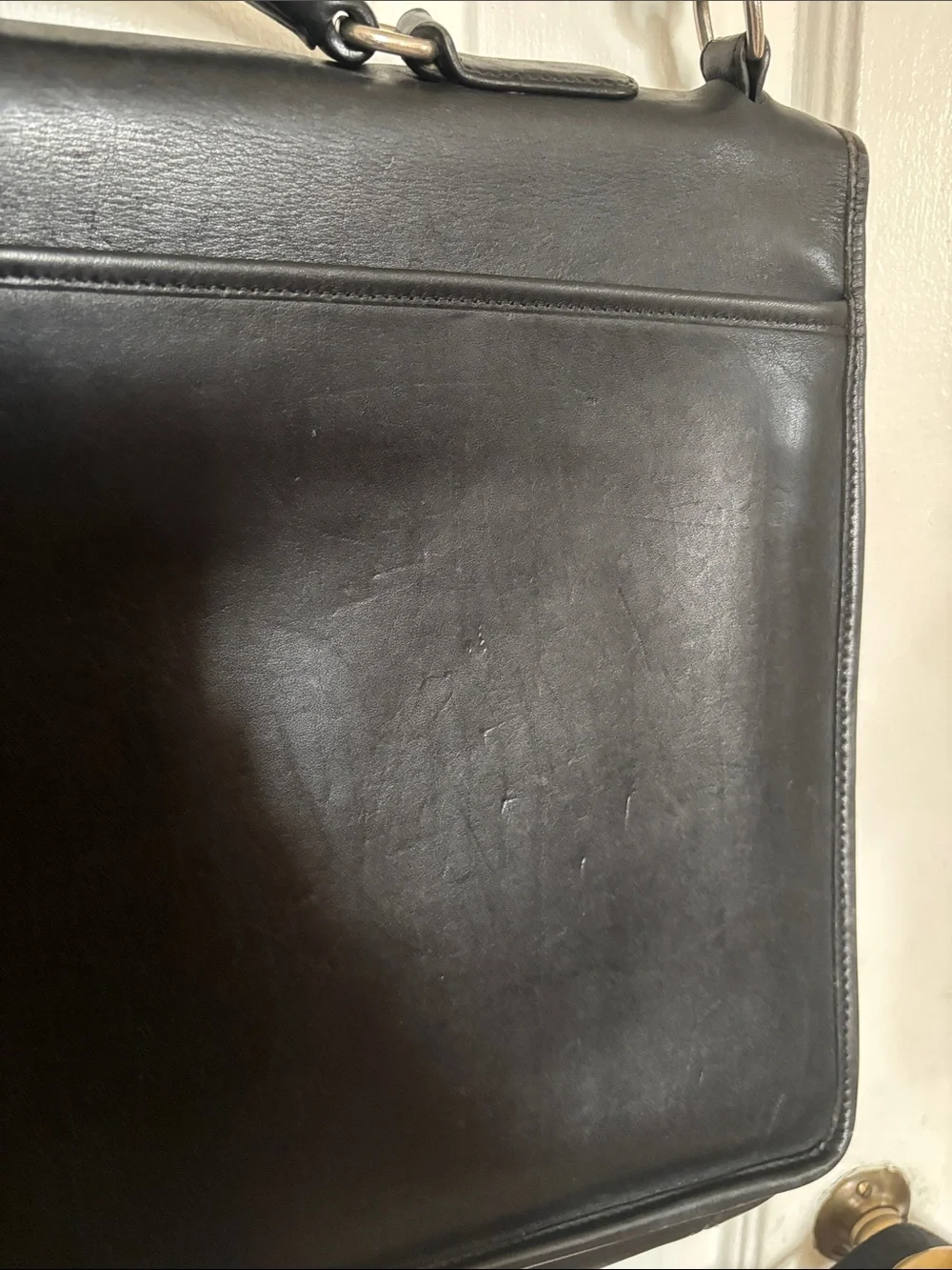 Vintage Coach Black Leather Briefcase Laptop Work Shoulder Bag